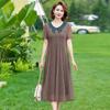 Vestido de Chiffon de Verão para Mãe de Meia-Idade 2026 Novo Estilo Moda de Verão para Mulheres de Meia-Idade e Idosas Vestido Longo Plus-Size