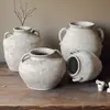 Vaso de cerâmica retrô chinês feito à mão, cerâmica, barriga grande, para flores, grande, decoração de sala de estar, varanda, atacado