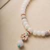 Pulseira de Raiz de Bodhi Jade Branco DIY Lírio Madeira Flor de Ameixeira Círculo Duplo Conta de Buda Conta Estrela Lua Bodhi