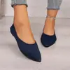 Zapatos slip-on de tejido elástico con punta fina, suaves y antideslizantes, zapatos planos de suela fina, cómodos para ir al trabajo, zapatos de mujer transfronterizos para primavera y verano