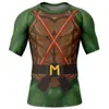 2026 Nueva Camiseta Estampada Digitalmente Impresa en 3D para Hombre Ajustada de Manga Corta Secado Rápido Top Deportivo para Fitness