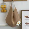 Bolso Tejido Nuevo de Gran Capacidad para Vacaciones en la Playa de Verano, Bolso de Playa de Punto Floral, Bolso Tote de Hombro Único de Moda para el Trabajo