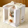 Caja para pastel de cumpleaños caja de embalaje 6 pulgadas 6 pulgadas 8 pulgadas 10 pulgadas 12 pulgadas cuadrada elevada pintura al óleo translúcida Nuevo