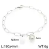 Pulsera Cuadrada de Moda con Letras Inglesas (26), Cadena Sencilla Tipo Clip Estilo Ins, Bola Redonda, Acero de Titanio Chapado en Oro de 18K
