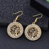 Europa y Estados Unidos superventas pendientes de metal con forma de árbol de la vida redondos huecos con diamantes nueva personalidad creativa gancho de oreja simple A965