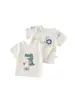 Camiseta de Verano Fina de Manga Corta Bebé Zoo Algodón Puro Transpirable para Niños y Niñas Clase A Ropa para el Hogar
