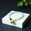 Pulsera de Jade Natural con Cuentas de Jade y Flores de Loto Naturales, Joyería de Jade de 7 mm