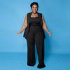 Amazon Comercio Exterior Transfronterizo Mujer chica gordita Color Sólido Ajustado Talla Grande Mujer Europeo y Americano Mujer Traje de Verano de Tres Piezas