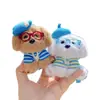 Pingente de Pelúcia Autêntico Original com Design de Artista de um Cachorrinho Usando Óculos, Lindo Pingente de Bolsa Cartoon, Brinquedo Chaveiro de Carro