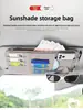 Organizador de Para-sol de Carro, Clip Multifuncional para Óculos e Bolsa de Armazenamento para Cartões, Tira de Velcro no Para-sol para Óculos de Sol, Bilhetes e Identificações