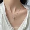 Collar Nalan S925 de plata esterlina con diseño de nicho simple y moderno con forma de serpiente y medio lazo de diamantes Y01731