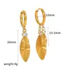 Pendientes de Aro de Acero Inoxidable con Doble Colgante Incrustado de Diamantes, Estilo Ins Europeo y Americano para Mujer, Diseño de Nicho, Acero de Titanio Chapado en Oro de 18 Quilates