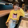 Camiseta de Manga Larga de Algodón Puro con Estampado de Dibujos Animados para Niñas Estilo Coreano Moderna Holgada Moda para Bebé Camiseta Base Trendy
