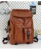 Mochila Retro de Tono Marrón Europeo y Americano, Suave PU, Sensación Fresca y Moderna Americana, Estudiante Universitario, Pareja, Viaje de Vacaciones, Mochila para Computadora