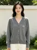 Cárdigan de Punto Bordado con Cuello en V para Mujer, Estilo Francés, Botón de Corazón Suave, Abrigo Suéter de Manga Larga, Nuevo para Principios de Otoño