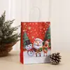 Saco de Embalagem para Presente de Natal Vermelho Saco de Papel Kraft Papai Noel Saco de Embalagem para Presente de Feriado Bolsa de Mão Atacado