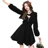 Conjunto de Moda Navideña Estilo Princesa Chal de Manga Larga Vestido con Tirantes Fruncido y Botones Conjunto de Dos Piezas para Mujer Otoño e Invierno Transfronterizo
