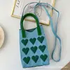Bolsa Mini Feminina Fofa de Verão Versátil Moda Bolsa para Celular Bolsa de Mão de Tricô Desenho Animado Bolsa de Ombro Bolsa Transversal