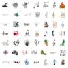 50 piezas de pegatinas de símbolos musicales graffiti decorativas para cuenta de mano, cuaderno, scooter, guitarra, escritorio de computadora, pegatinas impermeables al por mayor