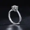Anel WH 1 quilate feminino quatro garras zircônia anel aberto Fábrica atacado Suprimento ao vivo simulação Anel de diamante Mosane