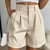 Suministro Transfronterizo Exclusivamente para Europa y América: Shorts de Verano para Mujer, Casual, Cintura Elástica, Pierna Ancha, a la Rodilla, con Bolsillos, Directo de Fábrica