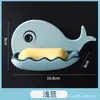 Jabonera de Ballena de Dibujos Animados de Doble Capa para Montar en la Pared, Soporte de Jabón con Drenaje sin Taladro para Baño del Hogar, Venta al por Mayor