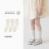 Calcetines para Niñas, Verano Finos Transpirables de Malla, Calcetines Infantiles de Media Pantorrilla, Estilo Coreano Dulces Blanco Leche con Lazo, Calcetines de Princesa