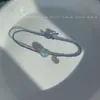 Pedra da Lua Azul Cristal Contas Eco Pulseira de Mão Trançada Ajustável Pulseira de Casal Presente Joia Azul Design de Nicho