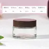 Tampa com grão de madeira pote de creme frasco de vidro transparente creme frasco de creme para os olhos selado cosmético tamanho de viagem frasco portátil frasco de creme em pó atacado