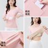 Ropa interior térmica para mujer con doble bolsillo, de lana y seda, adecuada para otoño e invierno, se puede usar como capa base cálida, con forro polar, engrosada, protectora de la cintura, manga larga