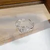 Anel Aberto Minimalista de Zircônia Luxuosa Estilo Coreano e Japonês Anel Geométrico Exquisito de Personalidade de Nicho para Mulheres