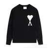 Dropshipping Transfronterizo Am* Otoño e Invierno Nuevo Combinación de Colores Unisex Suéter de Punto Jacquard con Corazón Grande y Cuello Redondo de Manga Larga de Punto Moderno