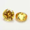 3.25mm--16mm Piedra Preciosa Sintética Redonda Circonita Cúbica Amarillo Dorado Joyería Incrustación Colgante de Circonita Cúbica