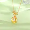 Colar Saco de Dinheiro com Diamante Amarelo em Prata de Lei S925 para Mulheres Corrente de Clavícula Saco da Sorte Dourado Novo Estilo Chinês Versátil Estilo Nacional Joias de Prata de Alto Padrão