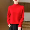 Suéter de punto raglán para mujer, nuevo estilo de lujo ligero para otoño e invierno, 100% lana, de cuello semi-alto, suelto y adelgazante, camisa base de punto