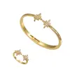 Pulsera Abierta y Anillo de Lujo Ligero con Diamantes Completos de Venta Caliente Transfronteriza con Circonita, Diseño de Nicho, Joyería de Moda Transfronteriza