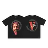 VLONE FOG Trendy Brand Big V Mother Logo Cherry Blossom Manga curta Esboço Bordado Lip Print Graffiti Print Camiseta