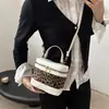 Otoño Nuevo Estampado de Leopardo Color de Contraste Elegante Bolso Bandolera Bolsa para Cosméticos Caja Bolso Cuadrado Estilo Simple y Occidental Casual Bolso de Hombro Cruzado