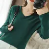 Suéter de Punto para Mujer, Nuevo Estilo Primavera y Otoño, Algodón Puro, Cuello en V, Borde Enrollado, Ajuste Delgado, Versión Coreana, Color Sólido Simple