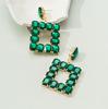 Pendientes cuadrados de diamantes de imitación de colores exagerados con diseño de viento INS, pendientes de joyería de comercio exterior con colgante de diamantes rojos y verdes de moda europea y americana