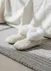 Meias de Chão para Dormir Personalizadas com Fio Dourado e Prateado, Quentes com Forro de Fleece e Camada Dupla Espessa de Lã de Cordeiro para Casa para Mulheres