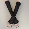 Luvas Femininas Longas Sem Dedos para Halloween Teia de Aranha Cruz Renda Amarela Narciso Mangas de Proteção Solar Luvas Sem Dedos
