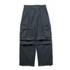 Pantalones de trabajo de color liso de la marca trendy Vibe para hombre, diseño deportivo para exteriores, pantalones casuales tipo paracaidista plisados, pierna ancha holgada
