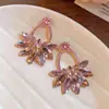 Pendientes de botón con diseño de flor de diamante incrustado de Aguja de Plata Pendientes de Lujo Ligero Moda de Alta Gama Pendientes Exquisitos Personalidad de Nicho Temperamento Adornos para los Oídos para Mujeres