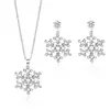 Serie Navideña Nueva Transfronteriza Conjunto de Collar con Colgante de Copo de Nieve de Pedrería y Aretes Moda para Damas Regalo de Navidad