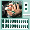 Unhas Postiças Pontiagudas Formato Gota de Água com Amêndoa Verde Escuro Clareadoras Usáveis 24 Peças Cor Pura Unhas de Manicure