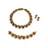 Nanyang Médio Antigo Cobre Incrustado Chá Strass Banhado 18 Antigo Retro Ouro Pesado Indústria Distinta Brincos Pulseira Colar