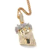 Tendencia Hip-Hop Europeo y Americano Clásico Retro Retrato de Rosa Incrustado de Diamantes Collar para Hombre Versátil de Alta Gama Fresco de Moda