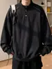 Moletom cinza com gola alta para homens, novo top versátil da moda outonal, jaqueta juvenil estilosa estilo americano sem capuz