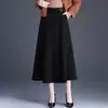 Saia Simples Fluida de Corte A Feminina 2026 Outono Inverno Nova Cintura Alta Emagrecedora Bainha Larga Elegante para o Trabalho Saia Guarda-chuva Tendência